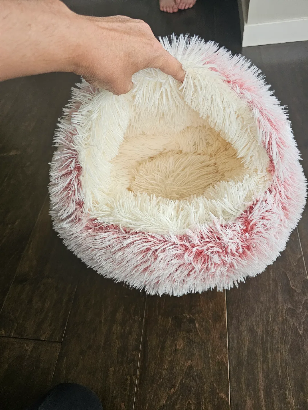 Fluffy Round small Pet Bed - Pink & beige color thumbnail