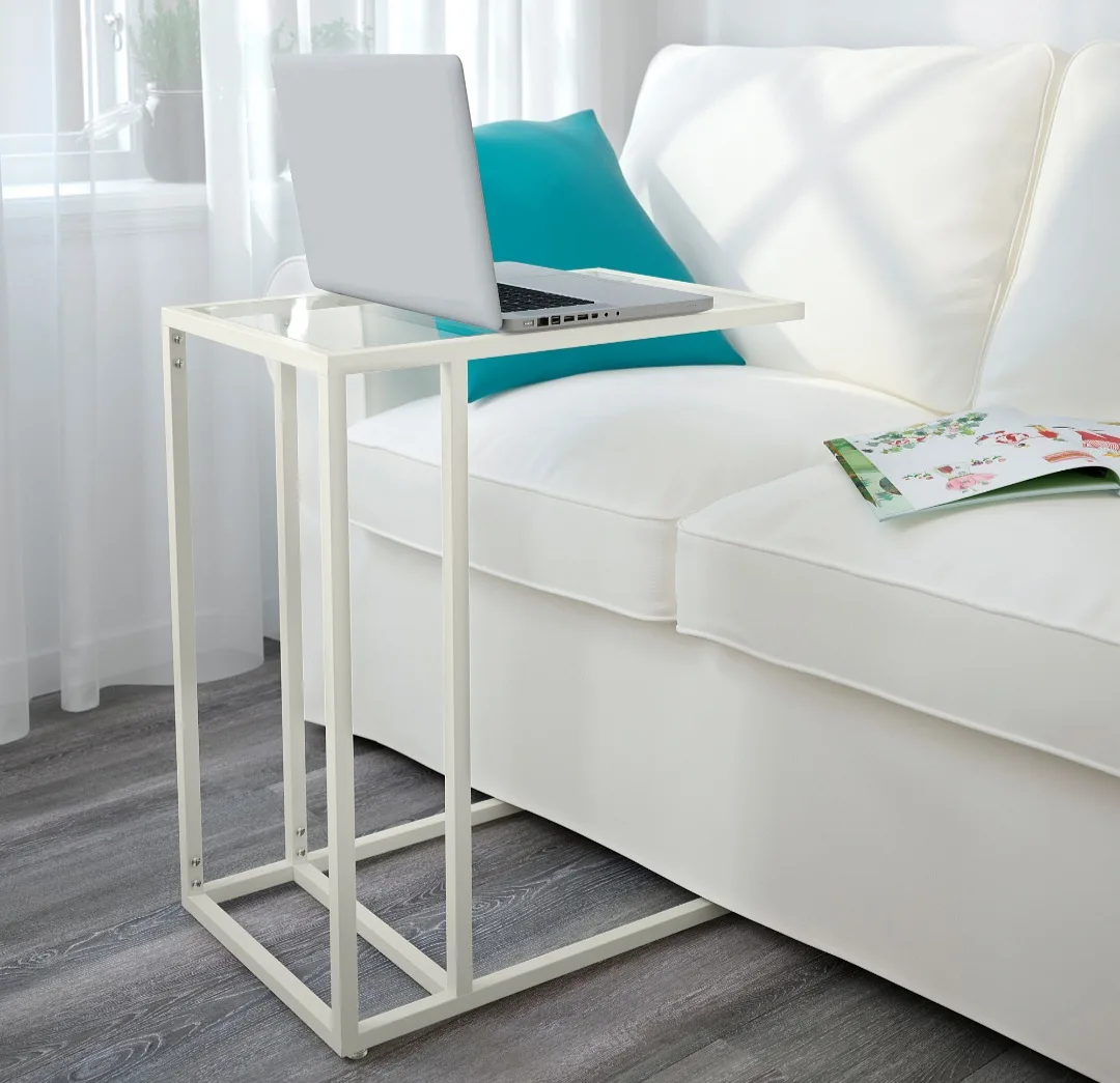IKEA White Glass Side Table / Laptop Table image indicator(2)