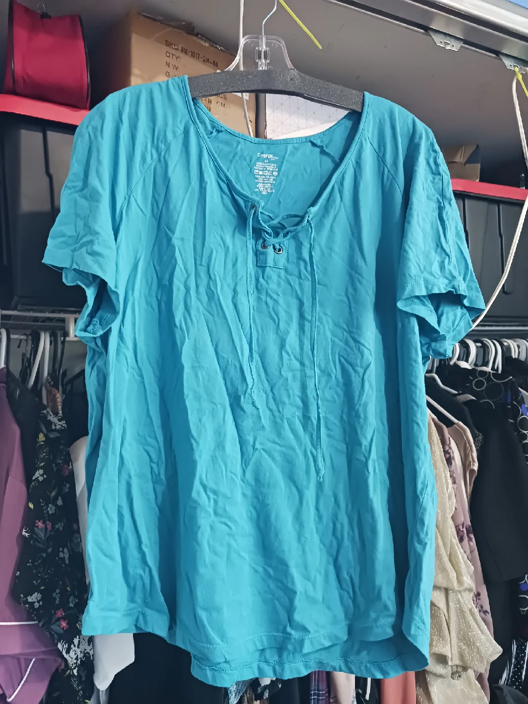 George Plus Size 2X Blue Top thumbnail