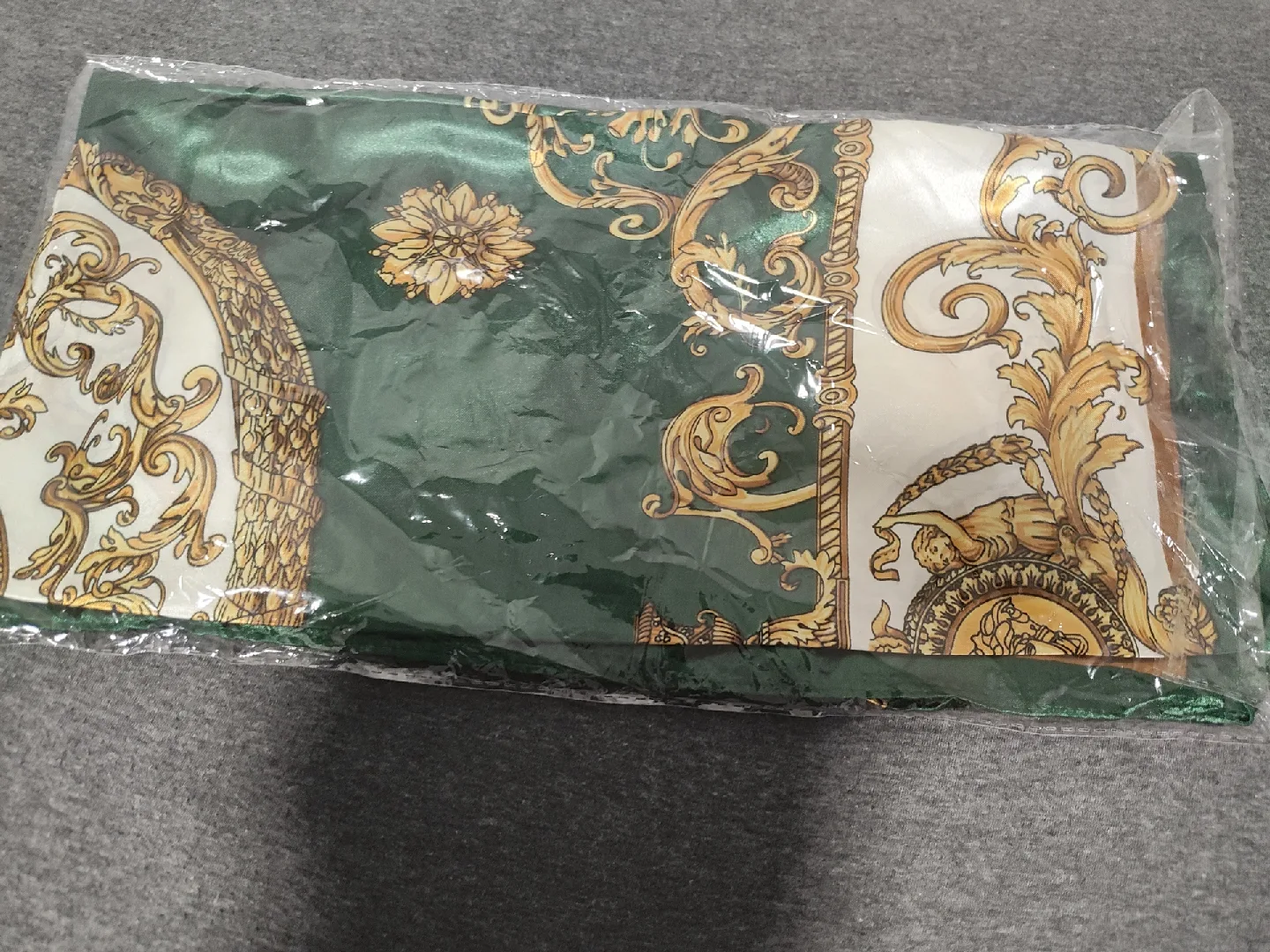 Green & Gold Patterned Scarf - New image indicator(4)