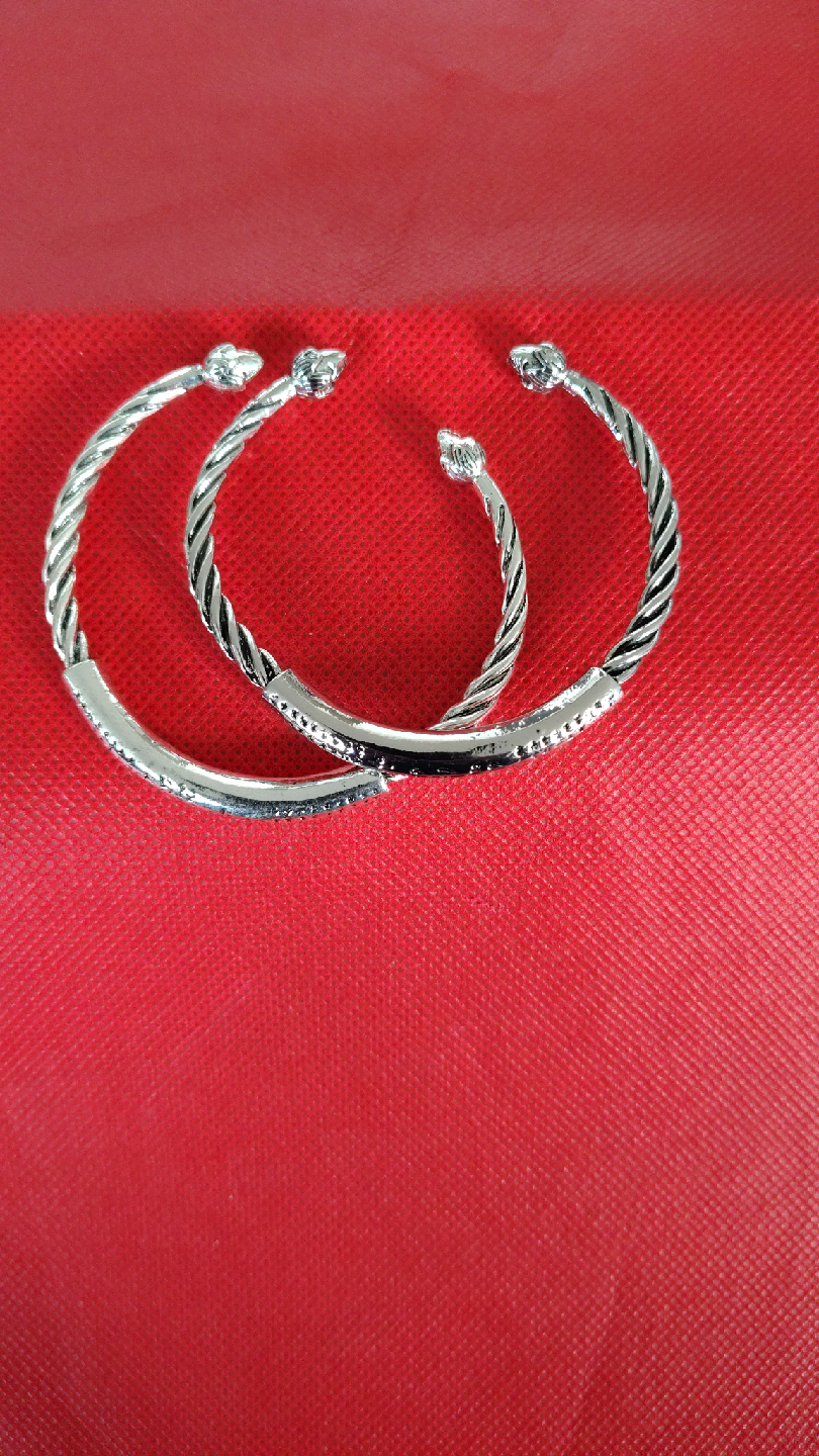 Silver Tone Bangle Bracelets - Set of 2