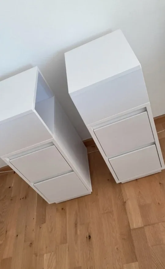 VASAGLE Set of 2 Narrow Bedside Tables Cloud White