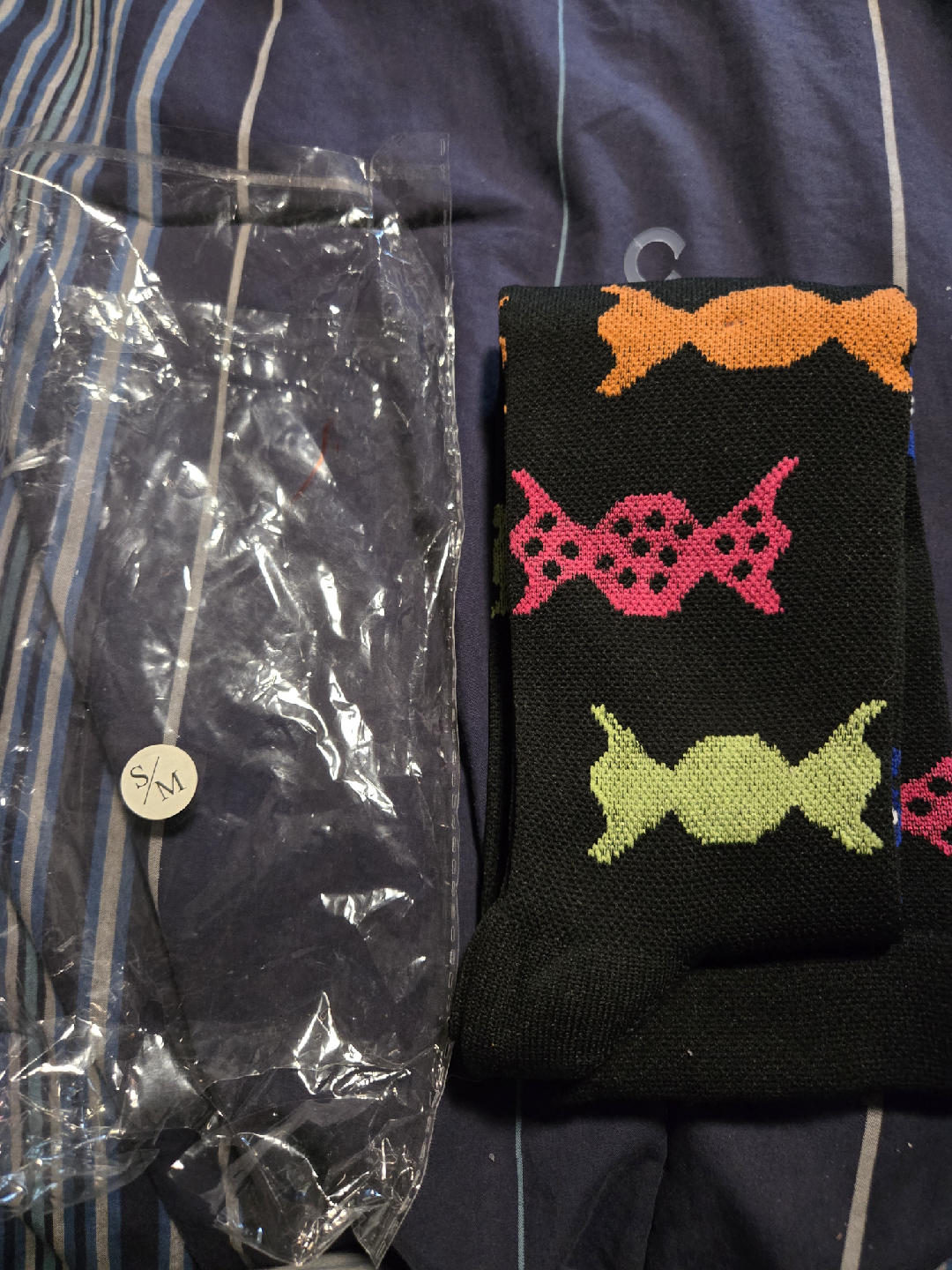 S/M Black Socks with Candy Design - New