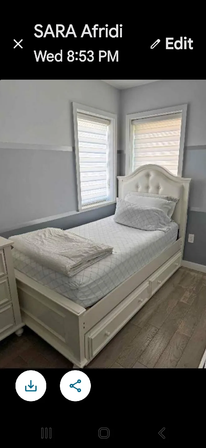 White Twin trundle bed 2 in 1 with ha thumbnail