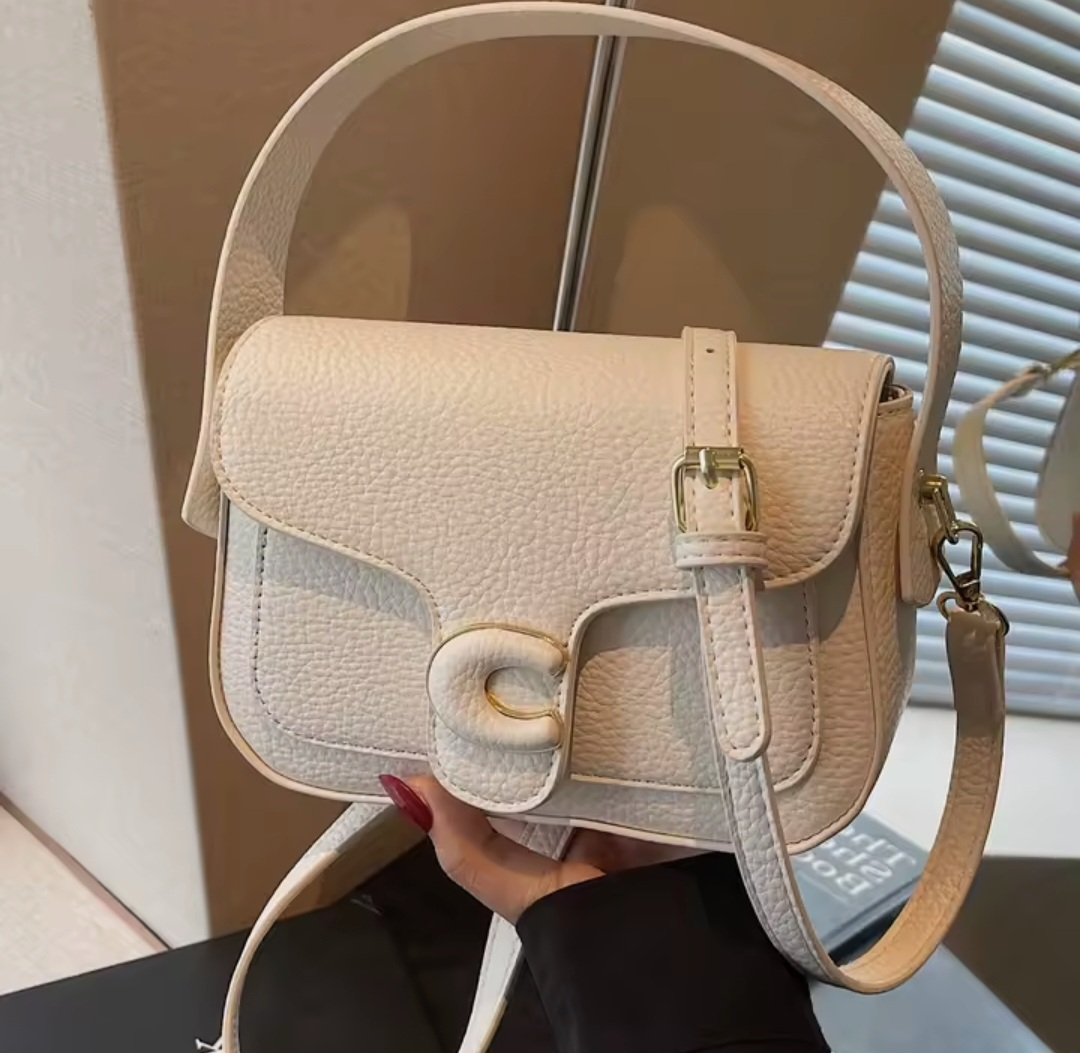 Ivory Shoulder Bag with Gold Hardware