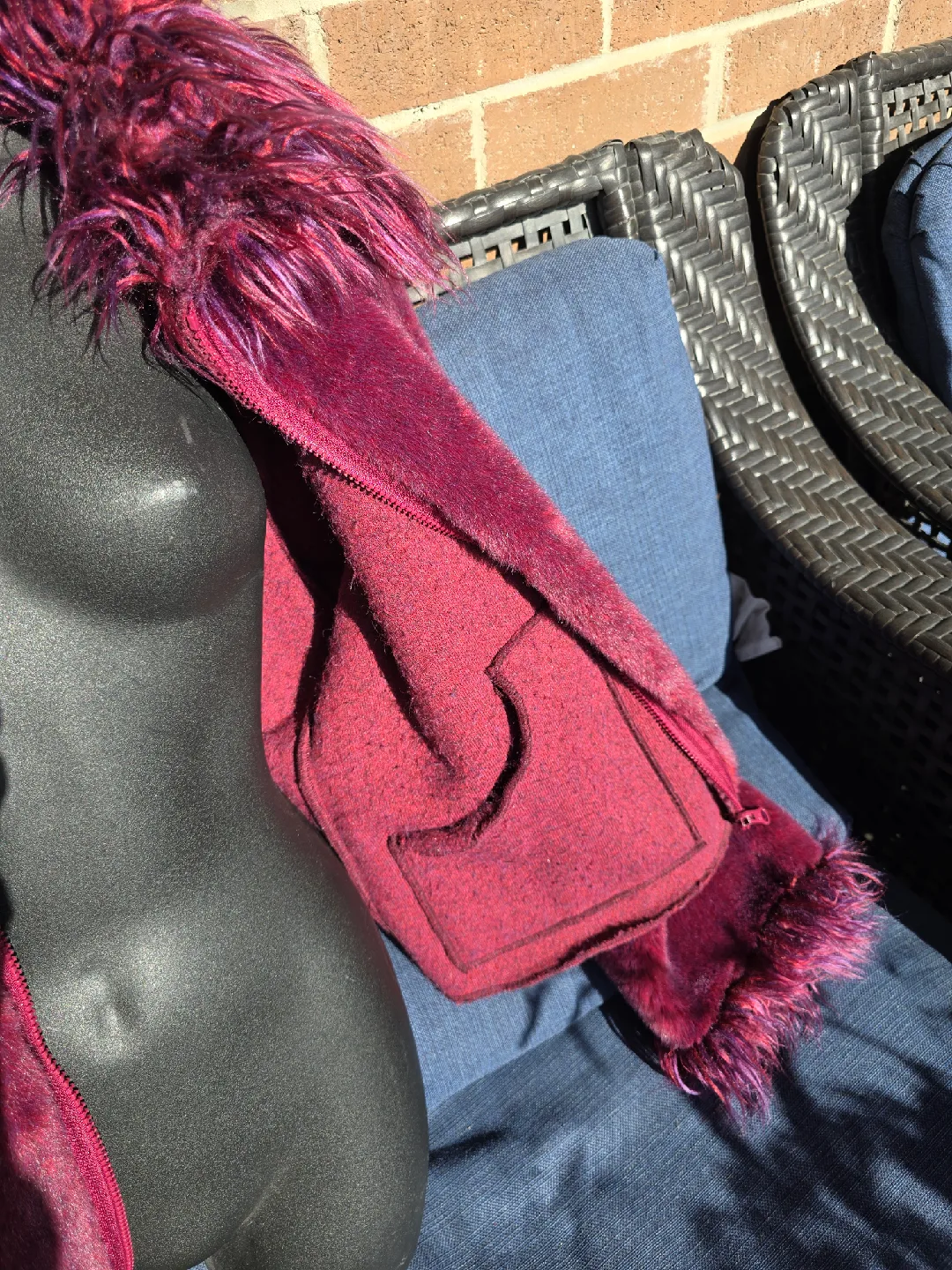 Burgundy Faux Fur Jacket size М- L image indicator(4)