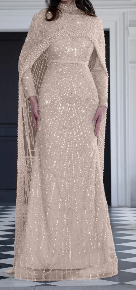 Beaded Cape Gown - photo 4