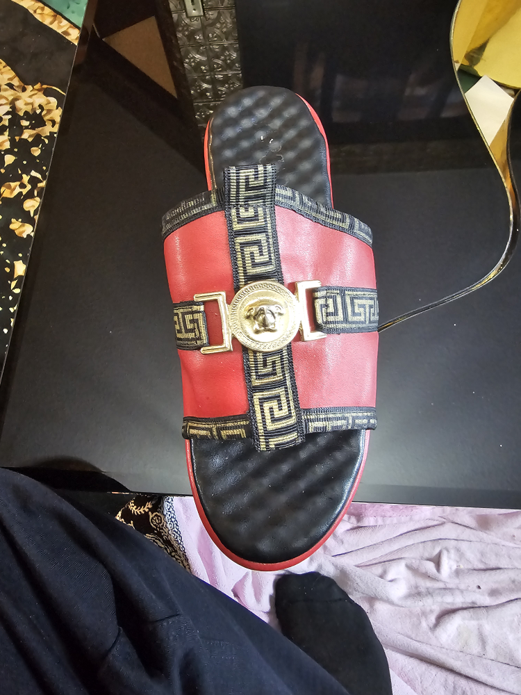 Versace Red & Black Slides - photo 4