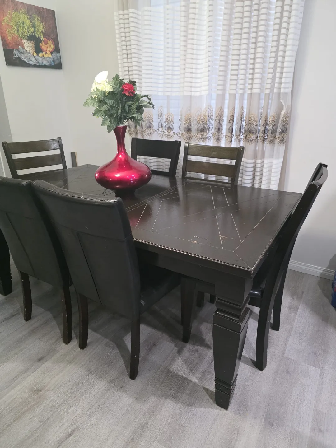 Dark Brown Dining Table with 6 Chairs image indicator(6)