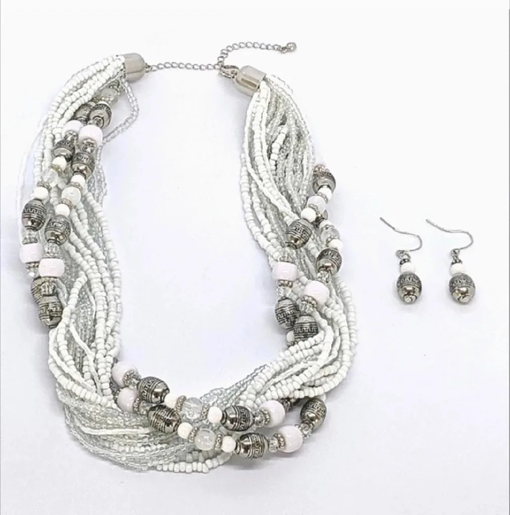 ERICA LYONS VINTAGE MULTI STRAND BEADED STATEMENT NECKLACE thumbnail