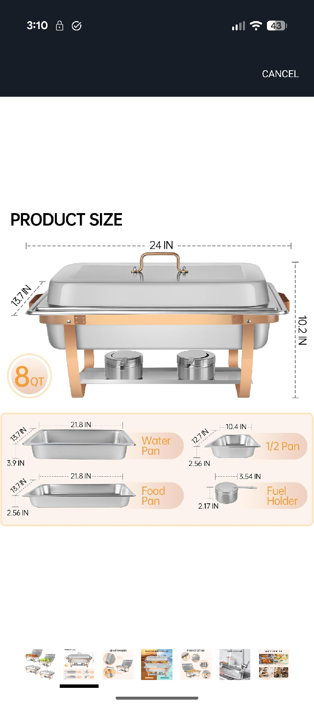 6 QT Stainless Steel Chafing Dish - photo 2