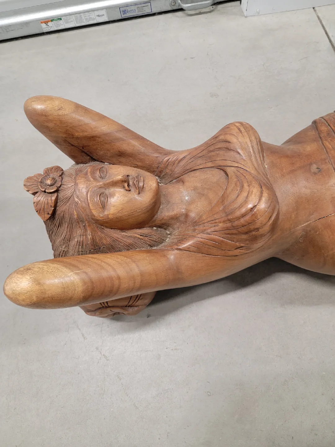 Unique Vintage Wood Hand-Carved Woman Sculpture Coffee Table image indicator(3)