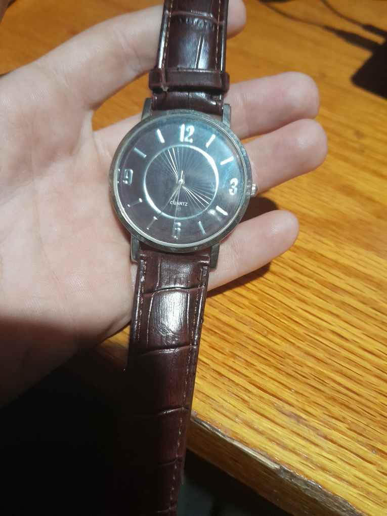 Quartz Watch with Brown Leather Strap