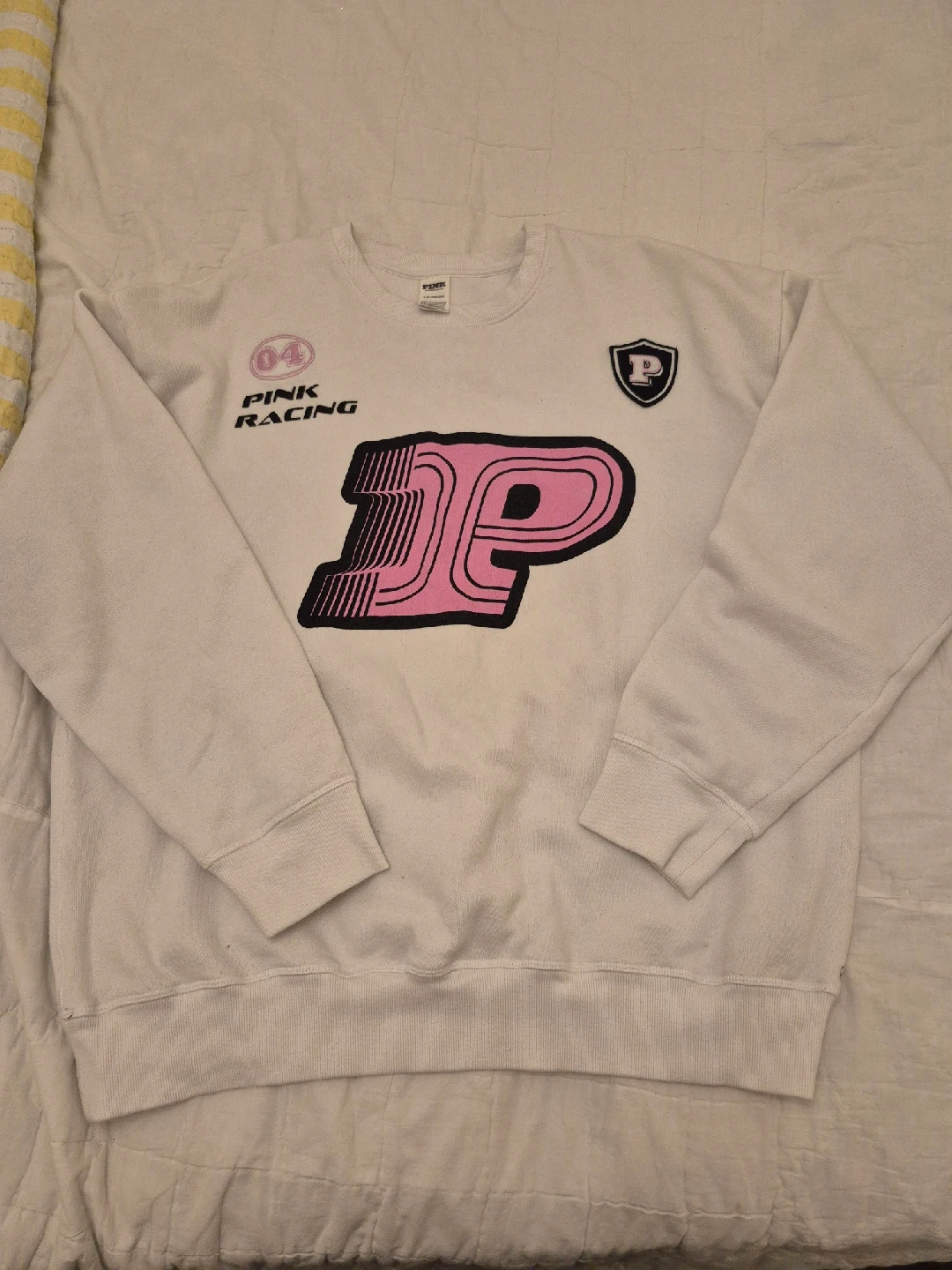 Pink Racing White Crewneck Sweatshirt Karrot