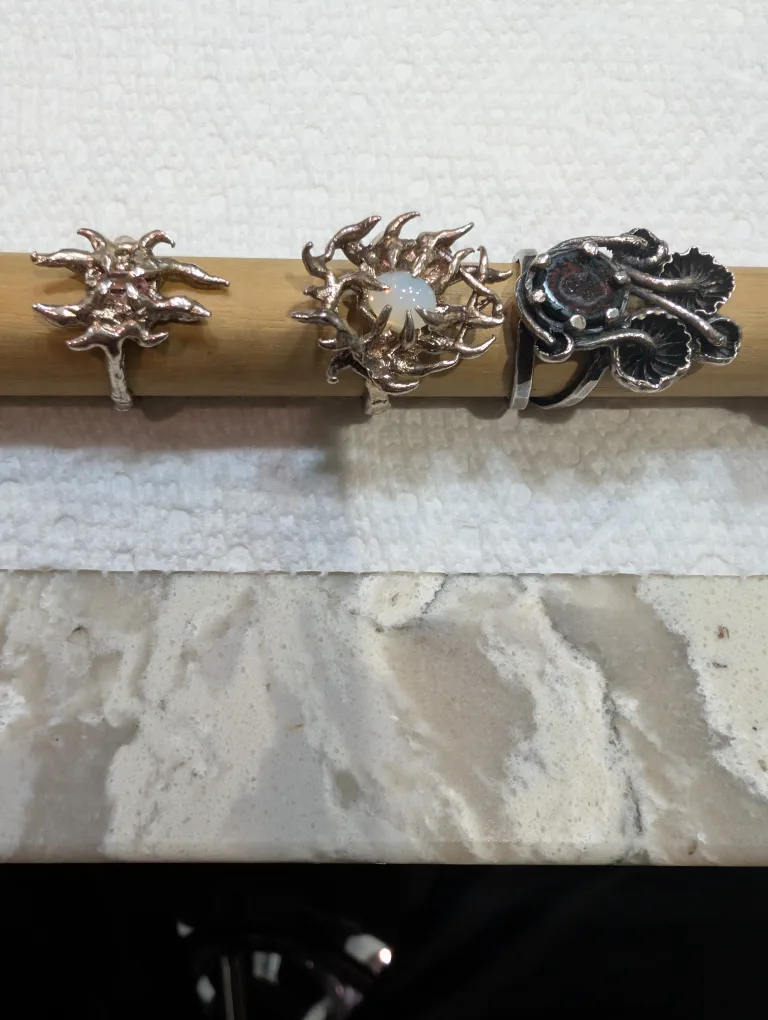 Assorted 6 Gothic Silver color Rings with Gemstones image indicator(3)