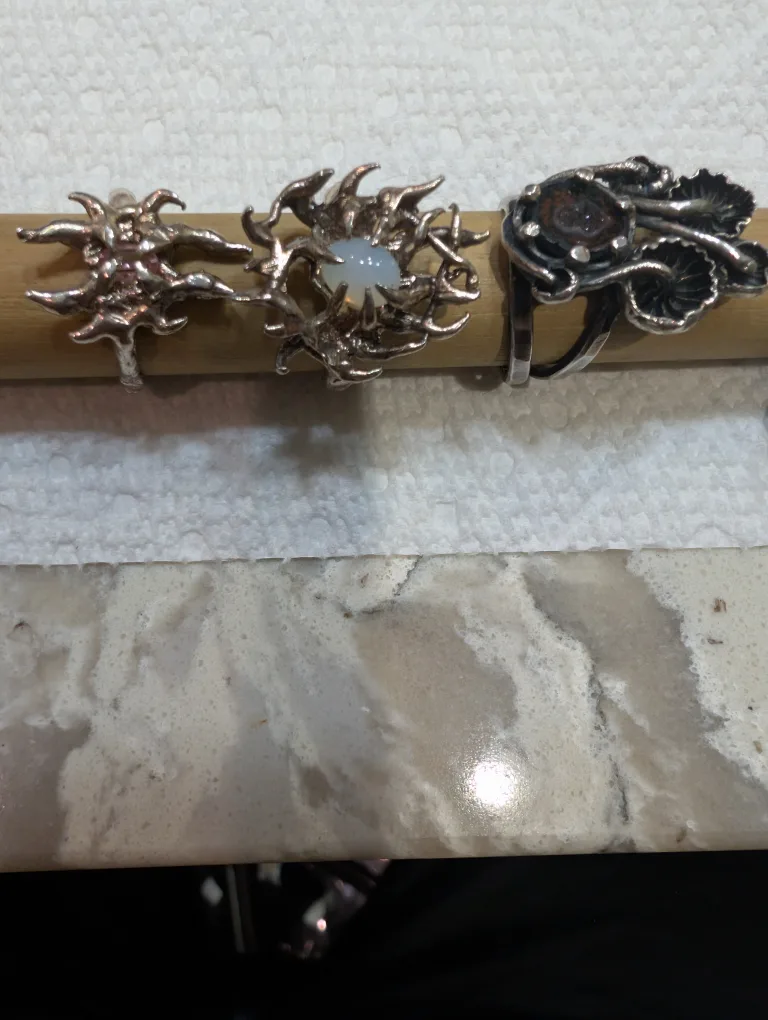 Assorted 6 Gothic Silver color Rings with Gemstones image indicator(5)