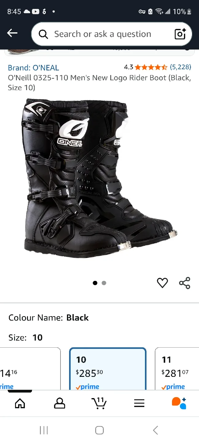 O'Neal 0325-110 Rider Boots - Black, Size 10 thumbnail