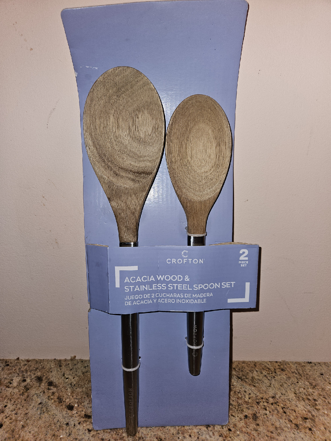 Crofton Acacia Wood & Stainless Steel Tong/Spoon Set + Bowl - photo 3