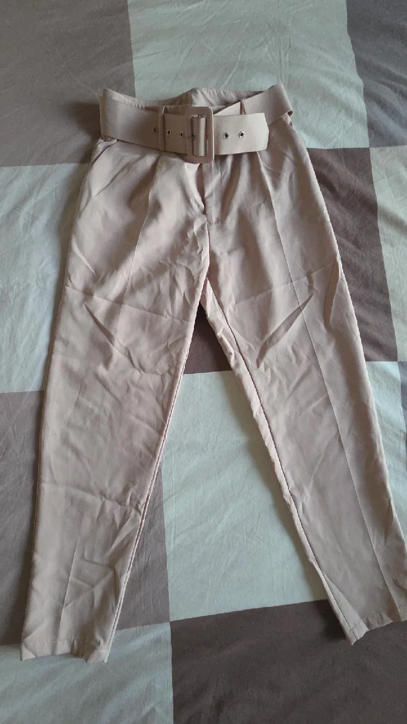 Beige Belted Pants - Size M thumbnail