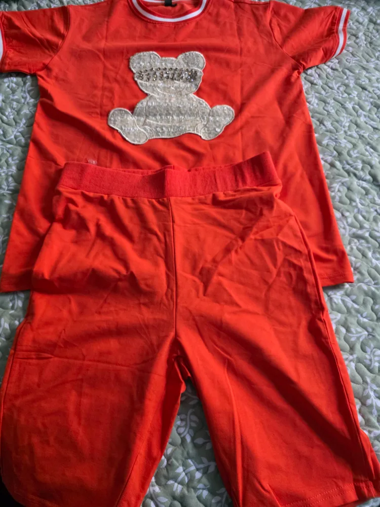 Orange 2-Piece Set with Bear Applique thumbnail