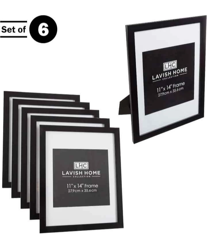 Lavish Home 11"x14" Black Picture Frames (Set of 6) - photo 2