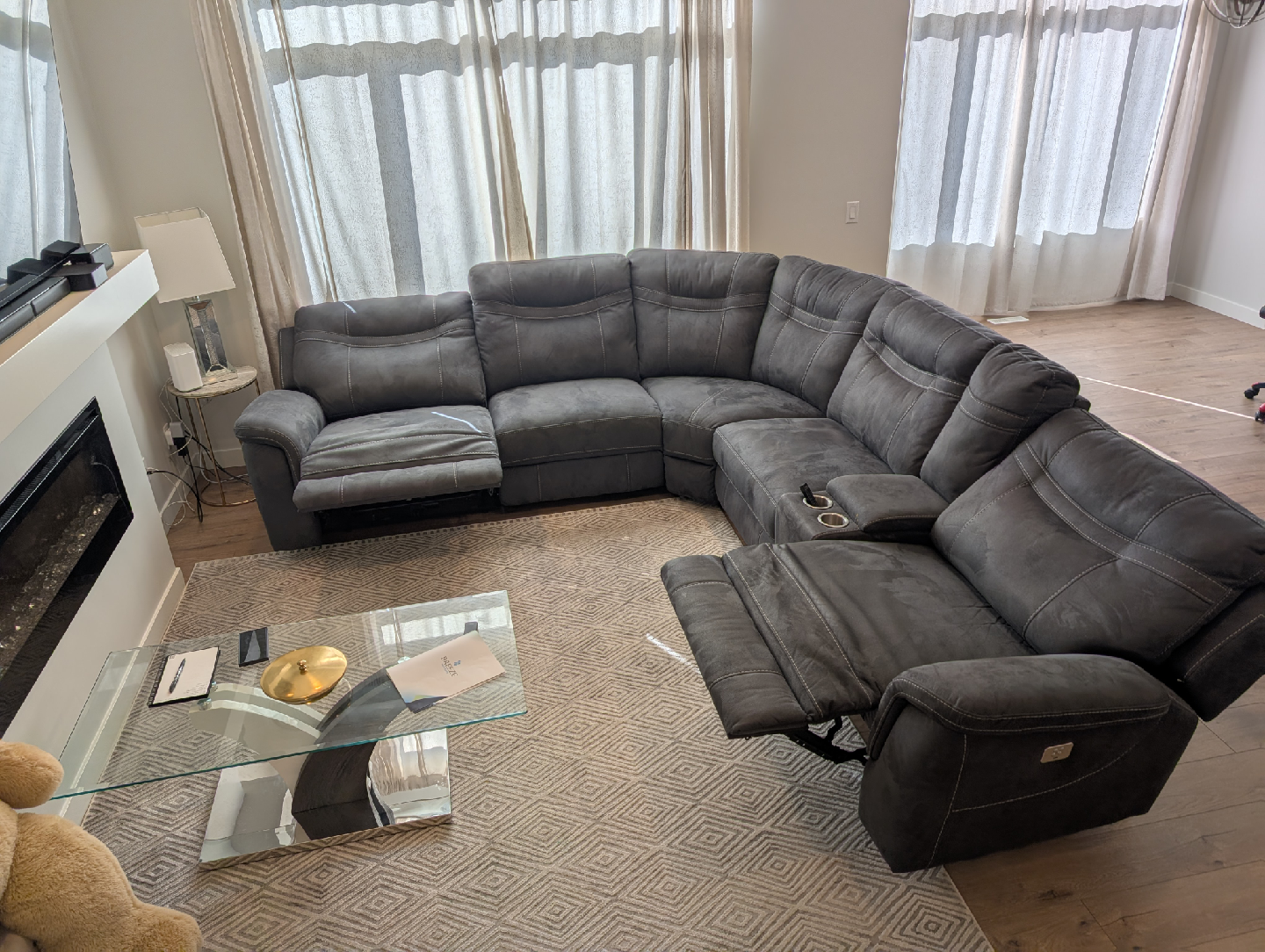 Grey Sectional Sofa with Reclining Seats - photo 4