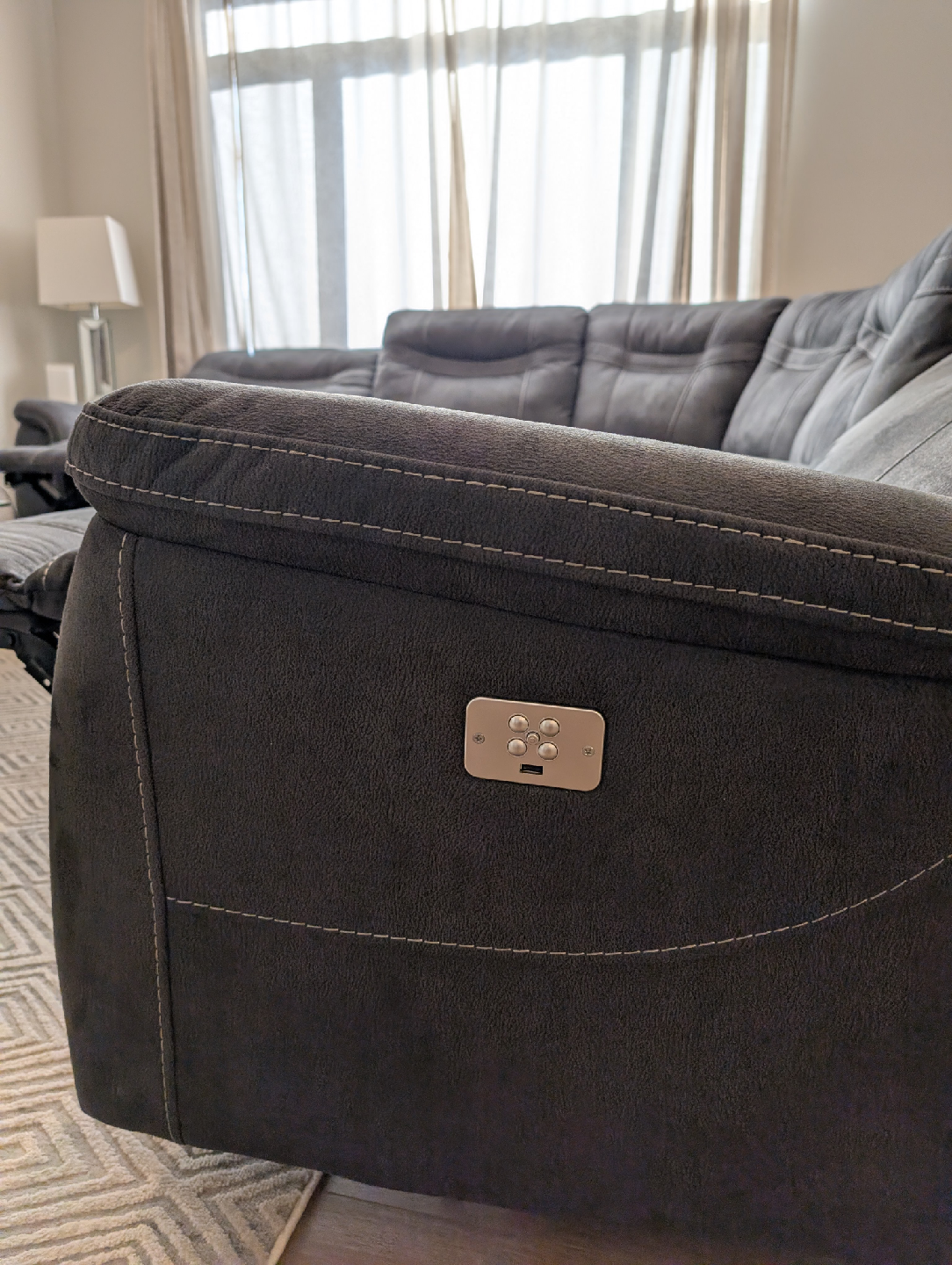 Grey Sectional Sofa with Reclining Seats - photo 5