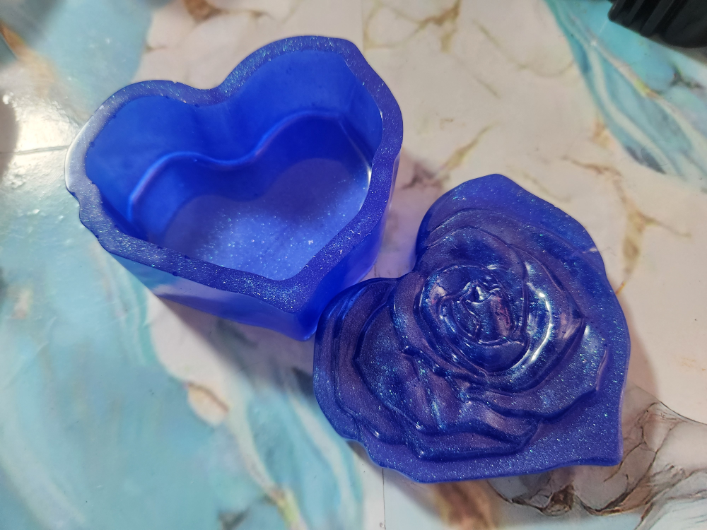 Blue Heart-Shaped Rose Trinket Box - photo 2