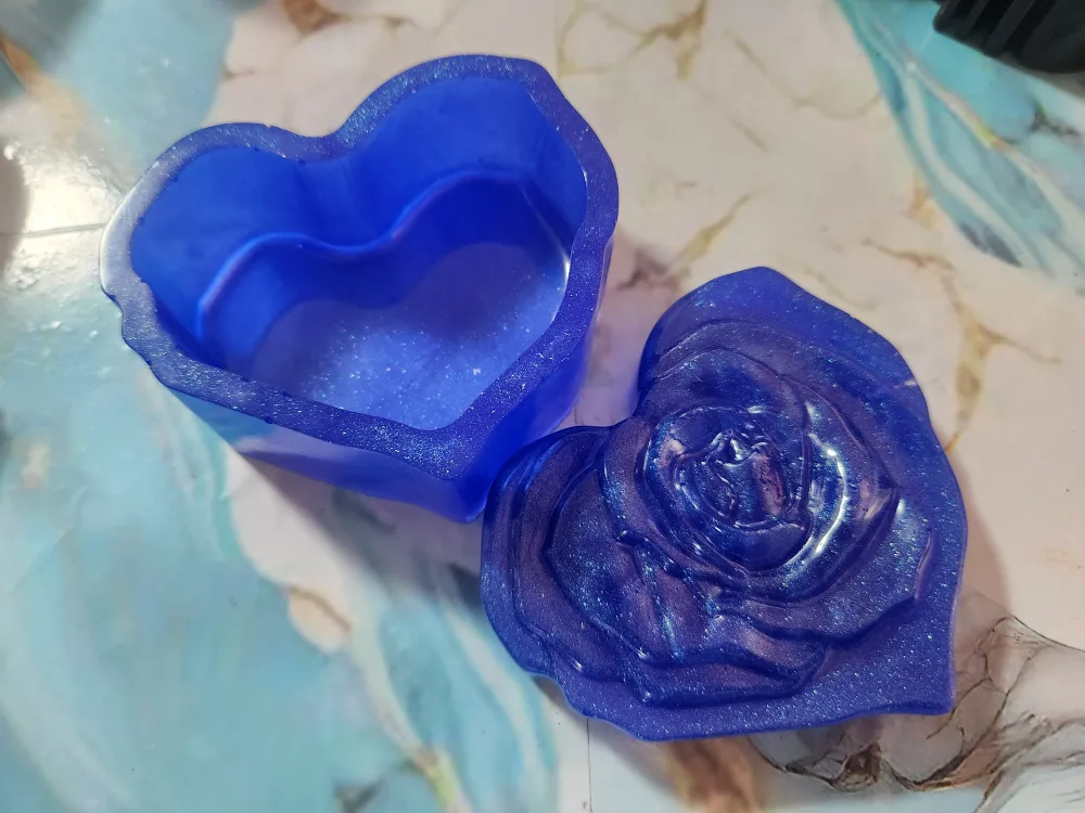 Blue Heart-Shaped Rose Trinket Box image indicator(2)
