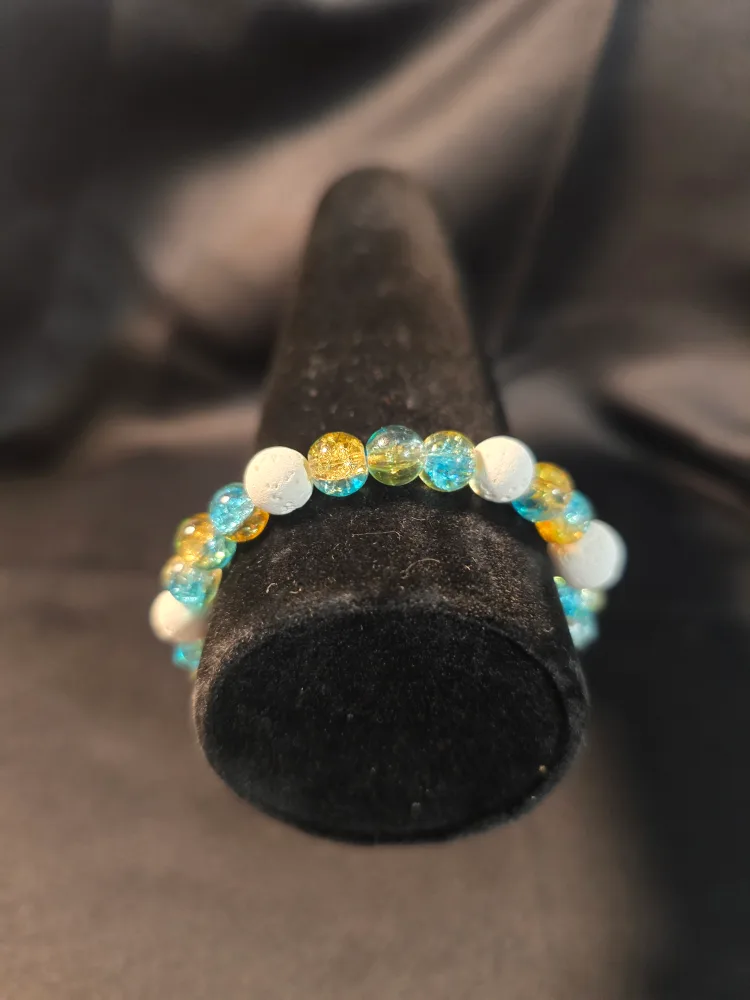Beaded Bracelet - Blue, Gold, White image indicator(3)