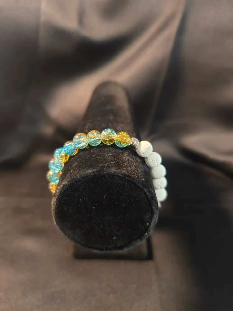 Beaded Bracelet - Blue, Gold, White image indicator(4)