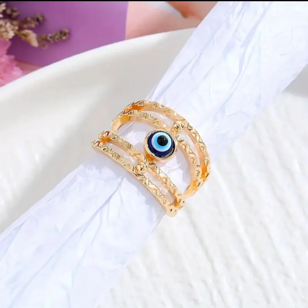 Gold Evil Eye Ring - Adjustable image indicator(5)
