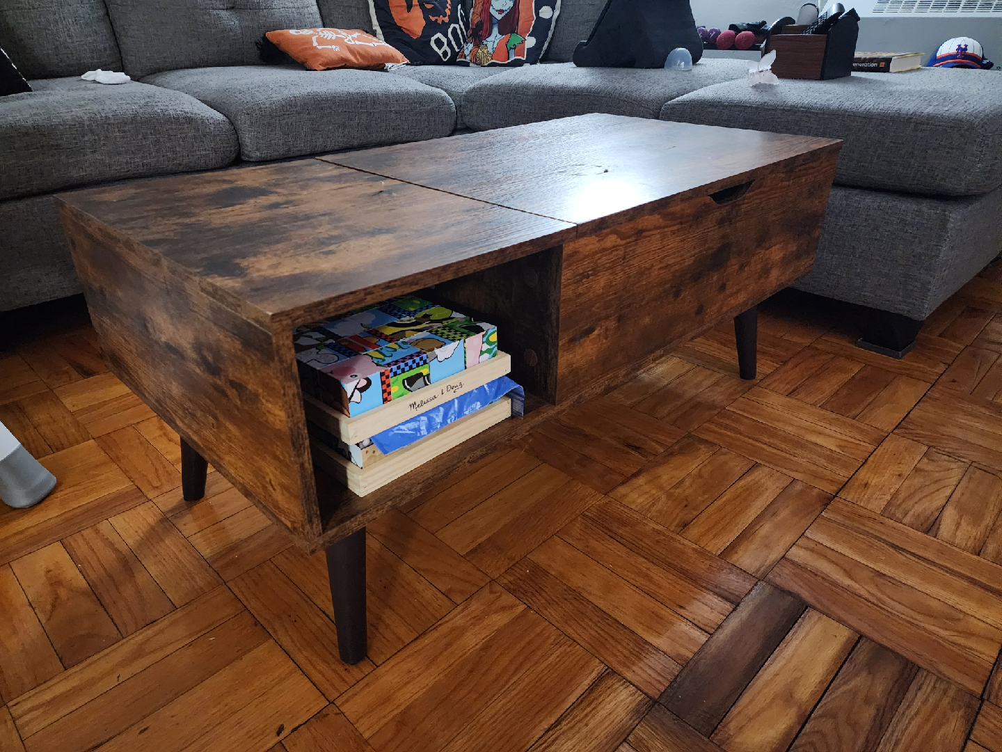 Lift Top Coffee Table - Rustic Brown - photo 2