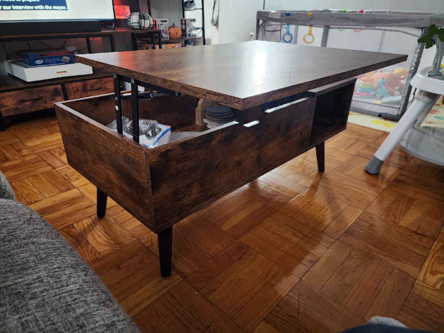 Lift Top Coffee Table - Rustic Brown