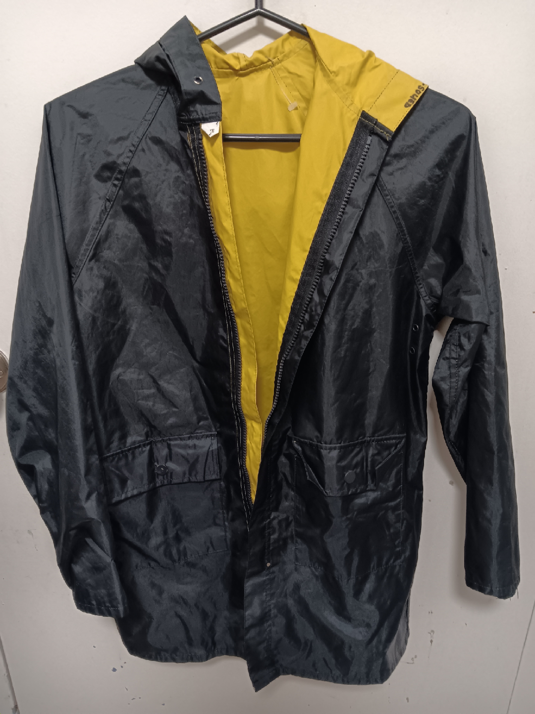 Child's Rain Jacket - Black & Yellow - Size 14