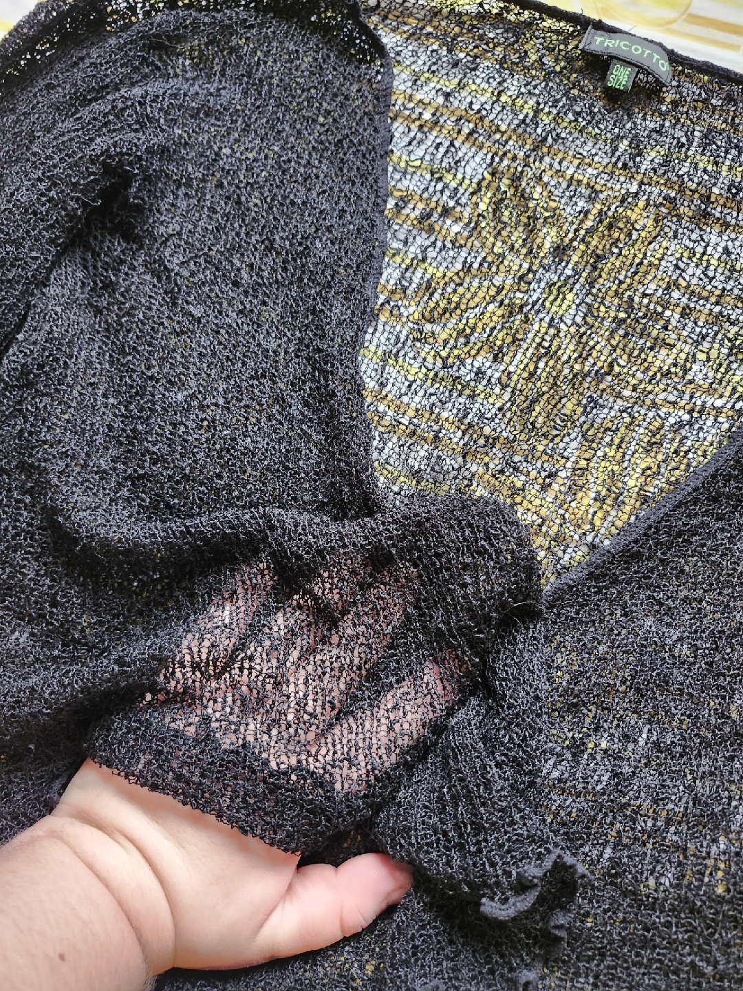 Black Tricotto wrap cardigan with ruffle sleeves - photo 2