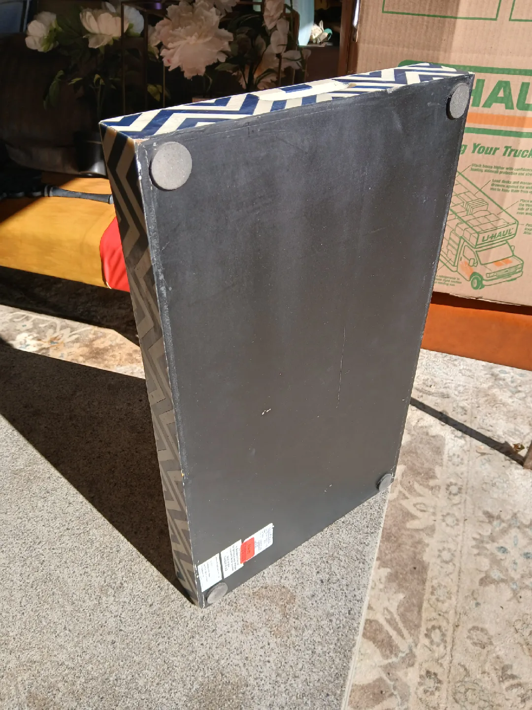 Decorative Ivory and Navy Chevron Pattern Tray image indicator(4)