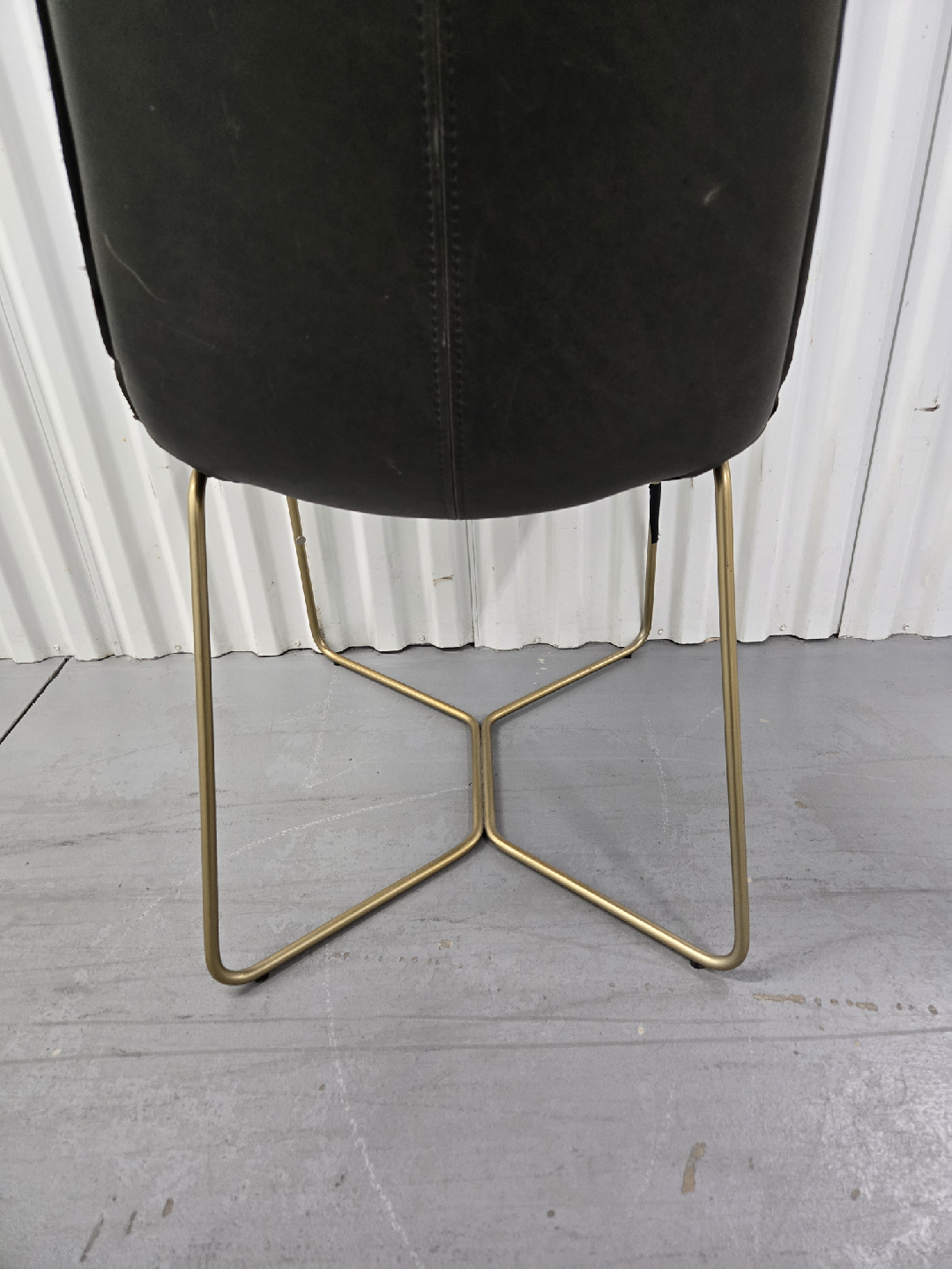 Gray Leather Dining Chair with Gold Legs - photo 5