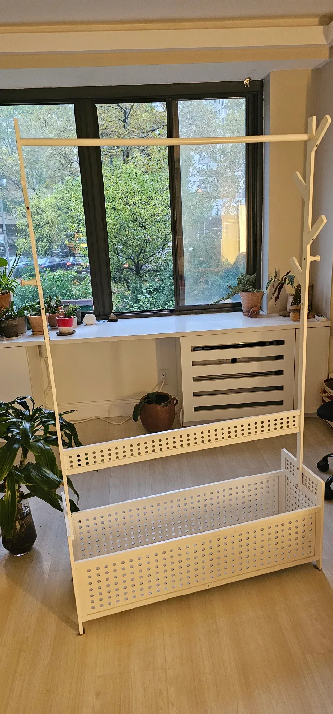 White Clothes Rack with Storage image indicator(3)