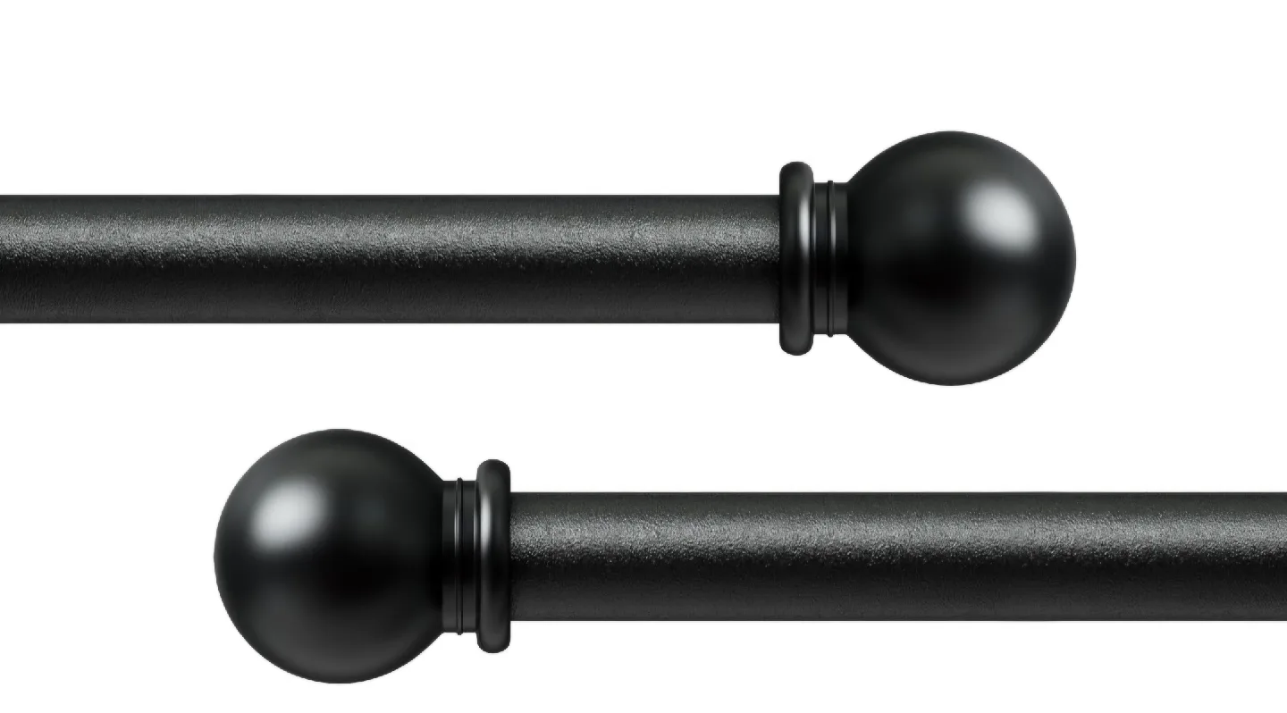 Matte Black Adjustable Curtain Rod 23"-120", 5/8" Diameter image indicator(2)