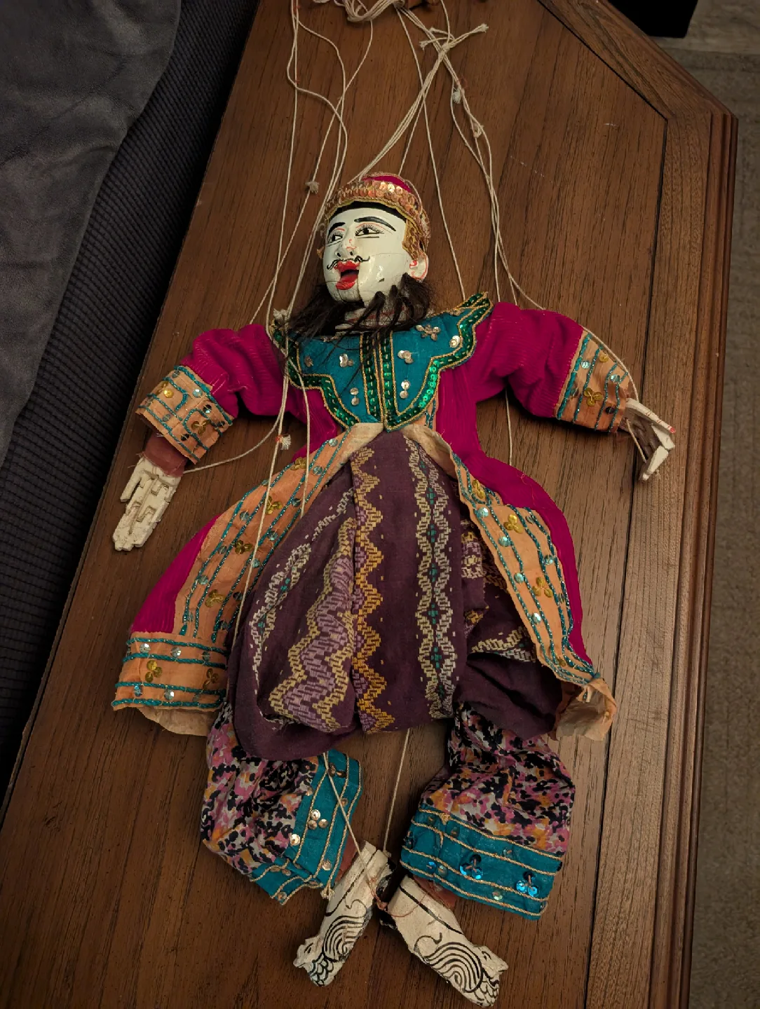 Vintage Burmese marionette String Puppet handcrafted and painted