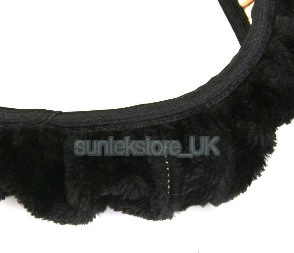 Black Plush Car Steering Wheel Cover - photo 5