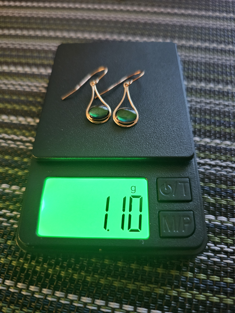 New 14K Gold Drop Earrings with Green Stones - photo 2