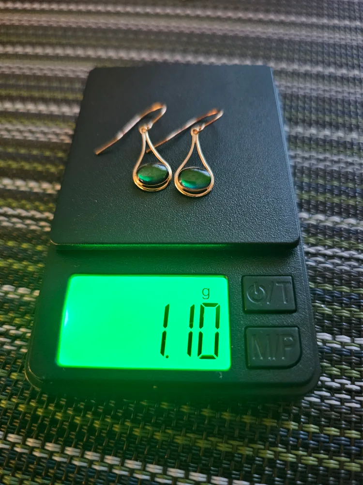 New 14K Gold Drop Earrings with Green Stones image indicator(2)