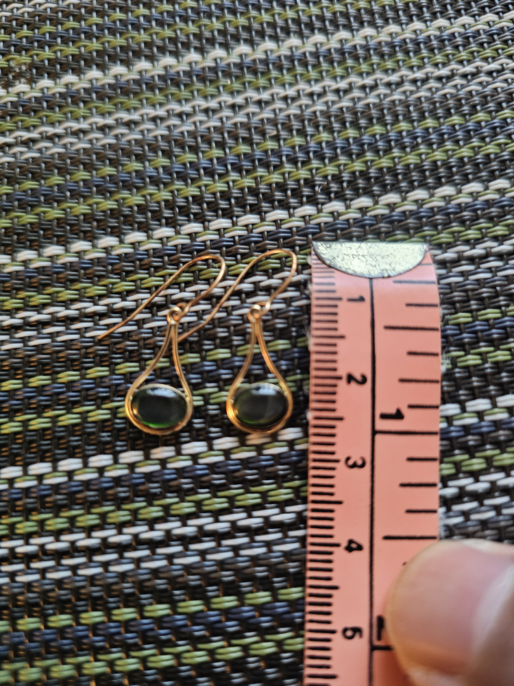 New 14K Gold Drop Earrings with Green Stones - photo 3
