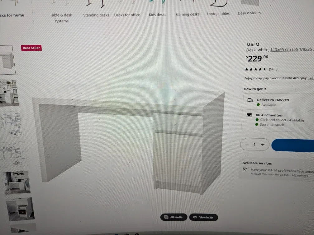 IKEA Malm Desk,BLACK, 140x65 cm image indicator(3)