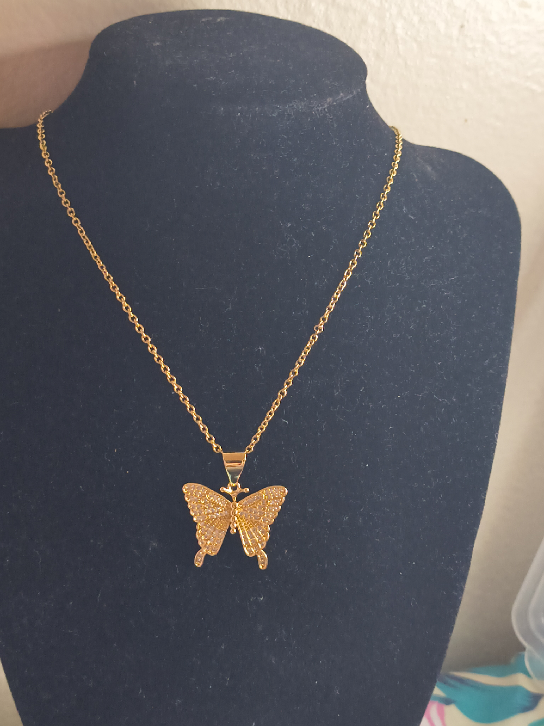 Gold Butterfly Pendant Necklace