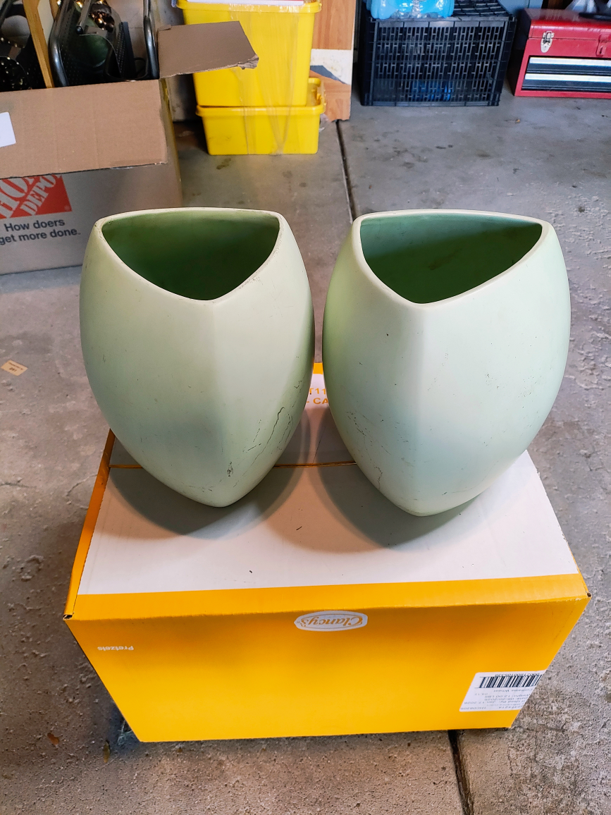 Pair of Green Ceramic Vases