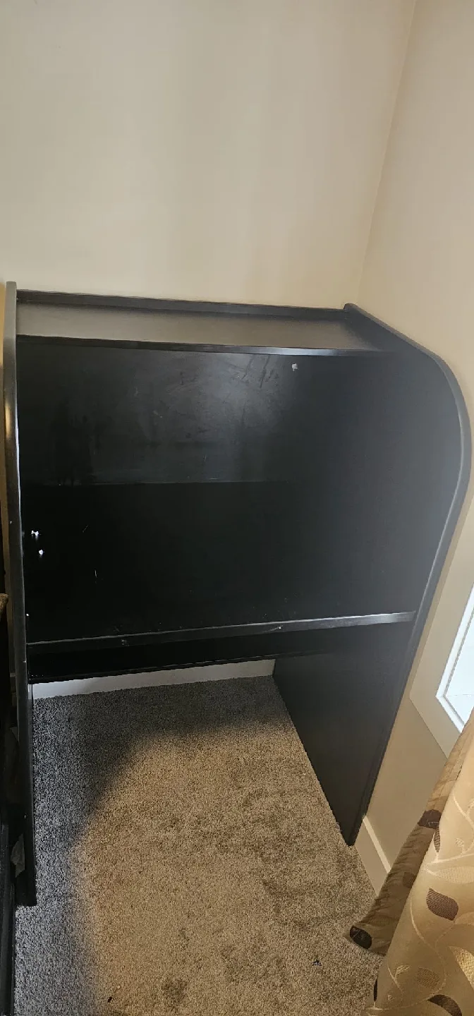 Black Wood Desk with Shelves thumbnail
