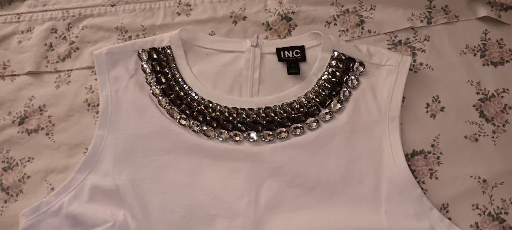 INC White Embellished Top - Size L [new] image indicator(2)